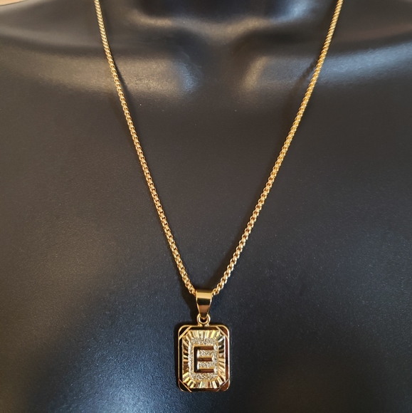 Gold Filled Letter E Pendant 18” Long Necklace - Picture 2 of 5